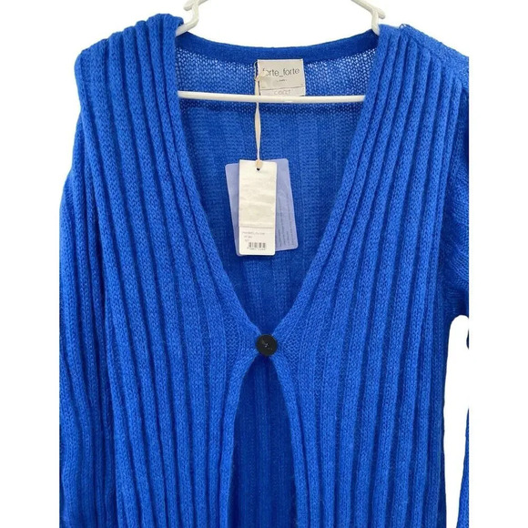 Forte Forte Women's Mohair Sweater Cardigan Duster Ribbed Coat Blue OS - Picture 3 of 14